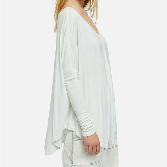 Free People Moonshine V Neck Boho Knit Thermal Top Ivory Tunic Large - Picture 2 of 8